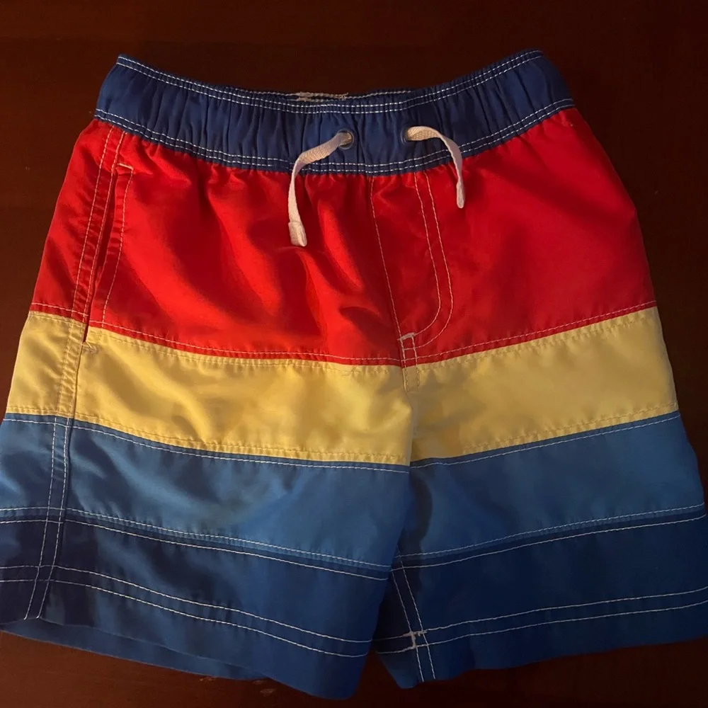 Hanna Andersson Boy 4 (100) Multicolor Stripe Lined Swim Bottoms w/ Ties